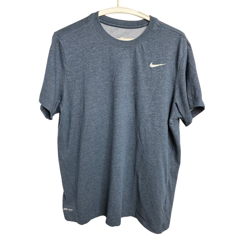 The Nike Tee Men's Crew Neck Heathered Blue Shirt Large Dri-Fit Athletic